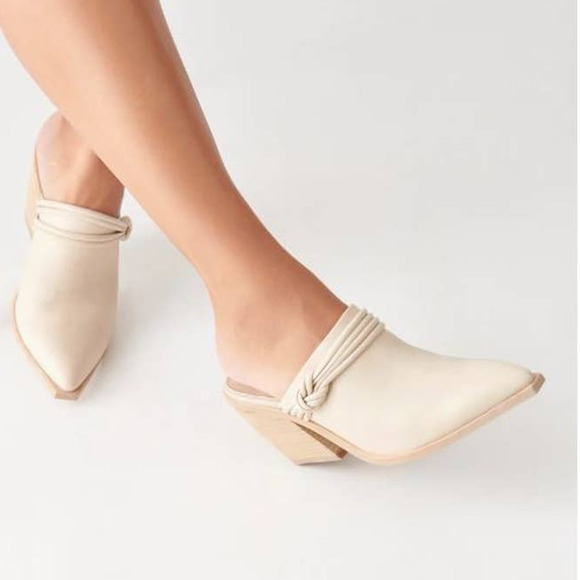 Dolce Vita Off White Sita Suede Heel Mules NEW Size 8.5 - Picture 1 of 8